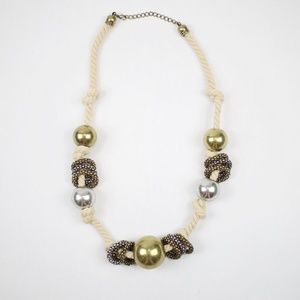 Gold & Silver Accented Rope Statement Necklace